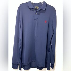 Polo Ralph Lauren Men's Performance Long Sleeve Navy Collared Polo Size Large